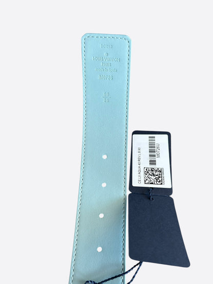 Louis Vuitton White & Blue Aquagarden Monogram Belt