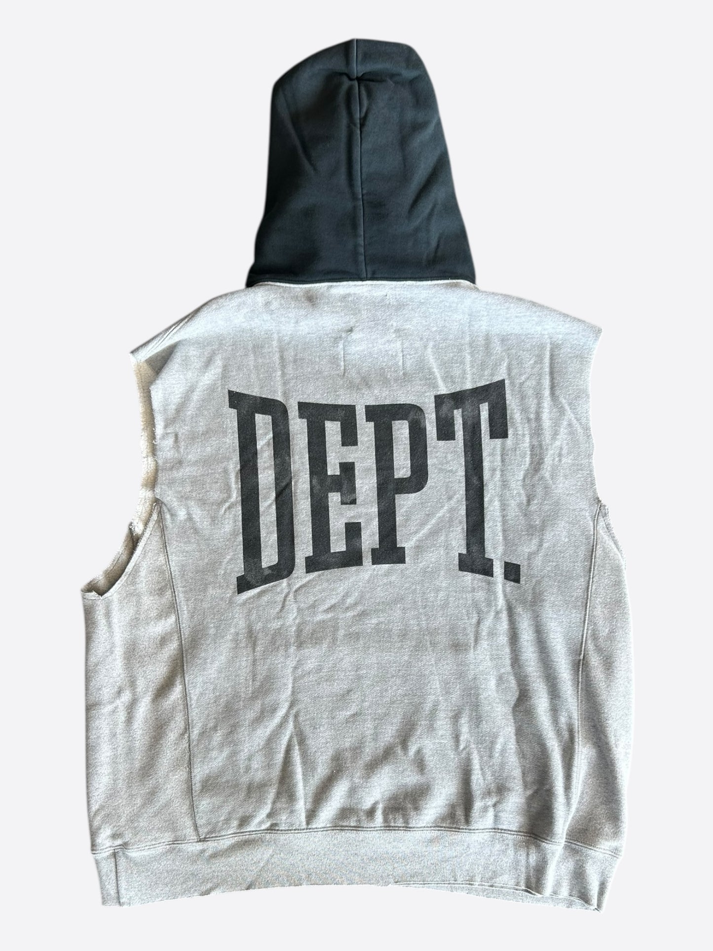 Gallery Dept Grey & Black DEPT Logo Cut Off Hoodie