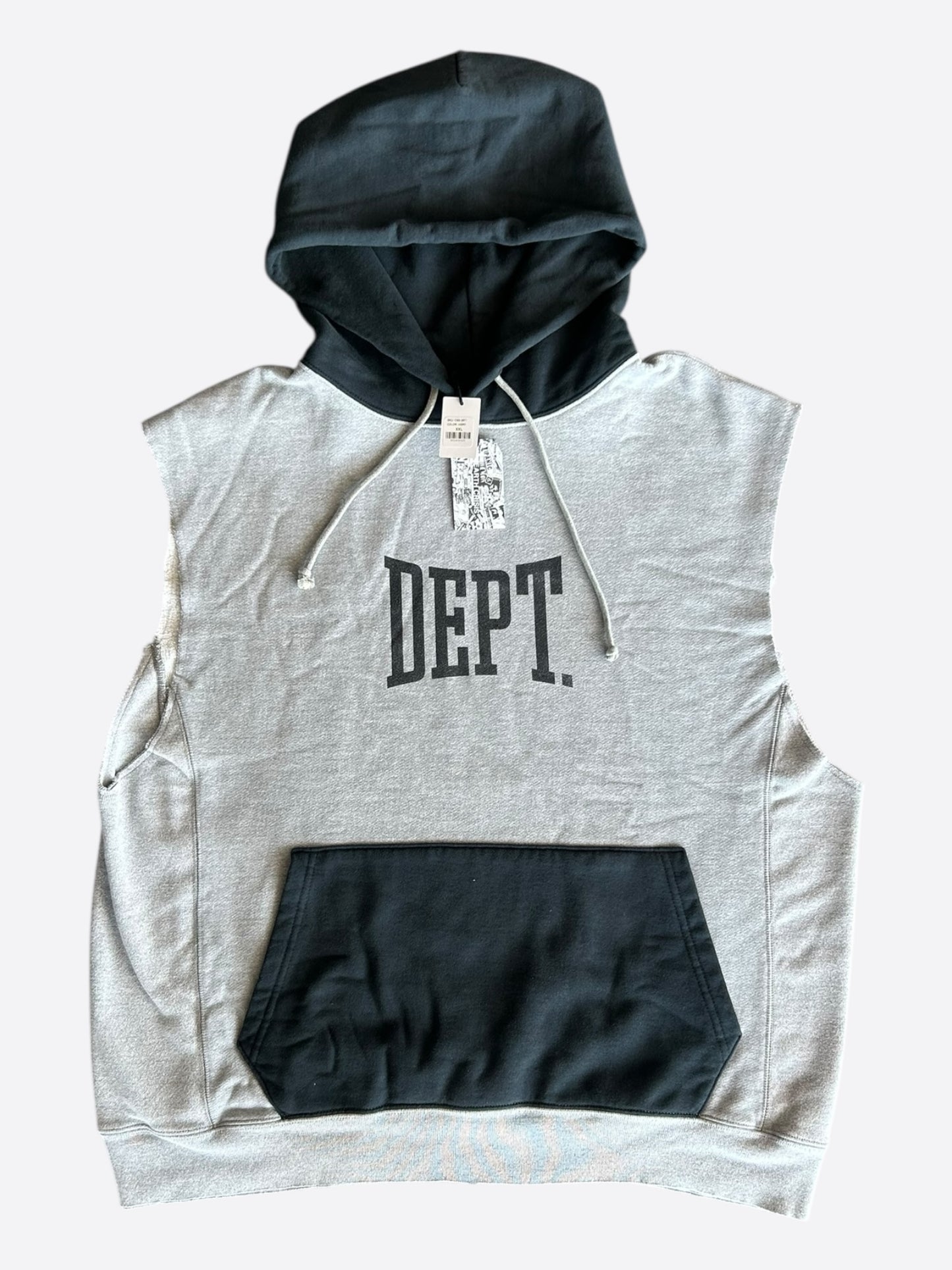 Gallery Dept Grey & Black DEPT Logo Cut Off Hoodie