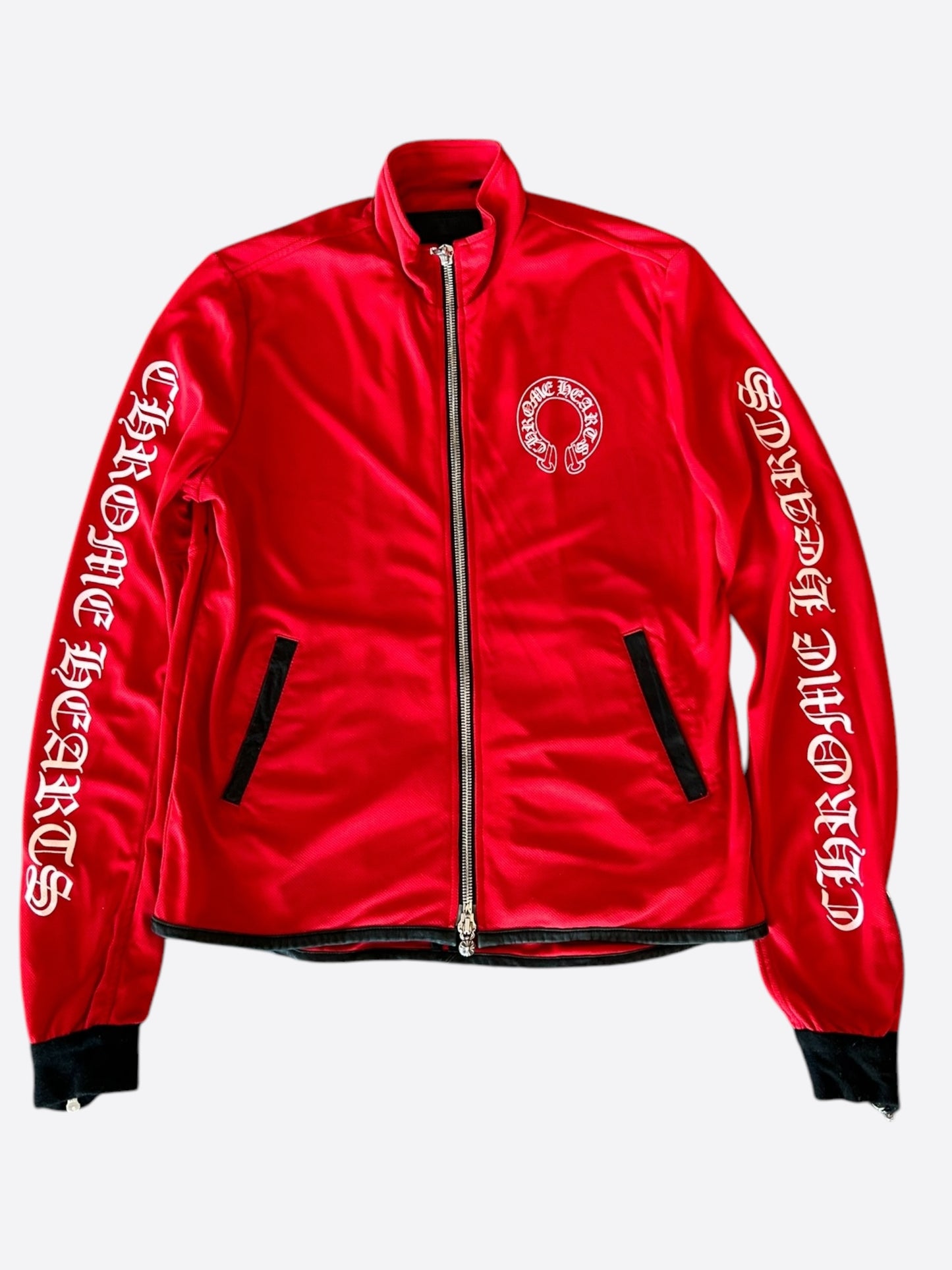 Chrome Hearts Red & White Horseshoe Logo Track Jacket