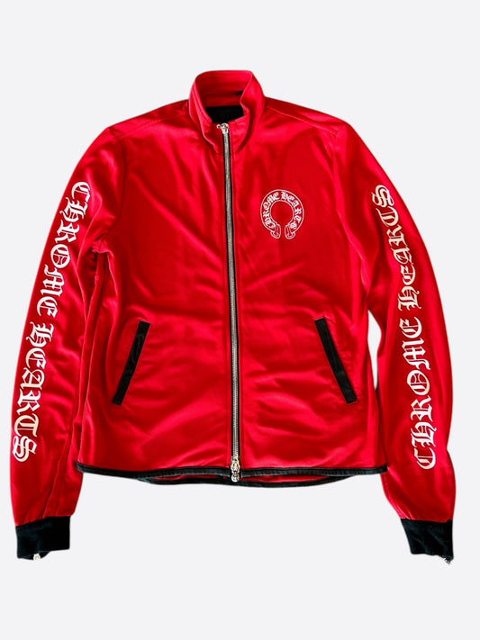 Chrome Hearts Red & White Horseshoe Logo Track Jacket