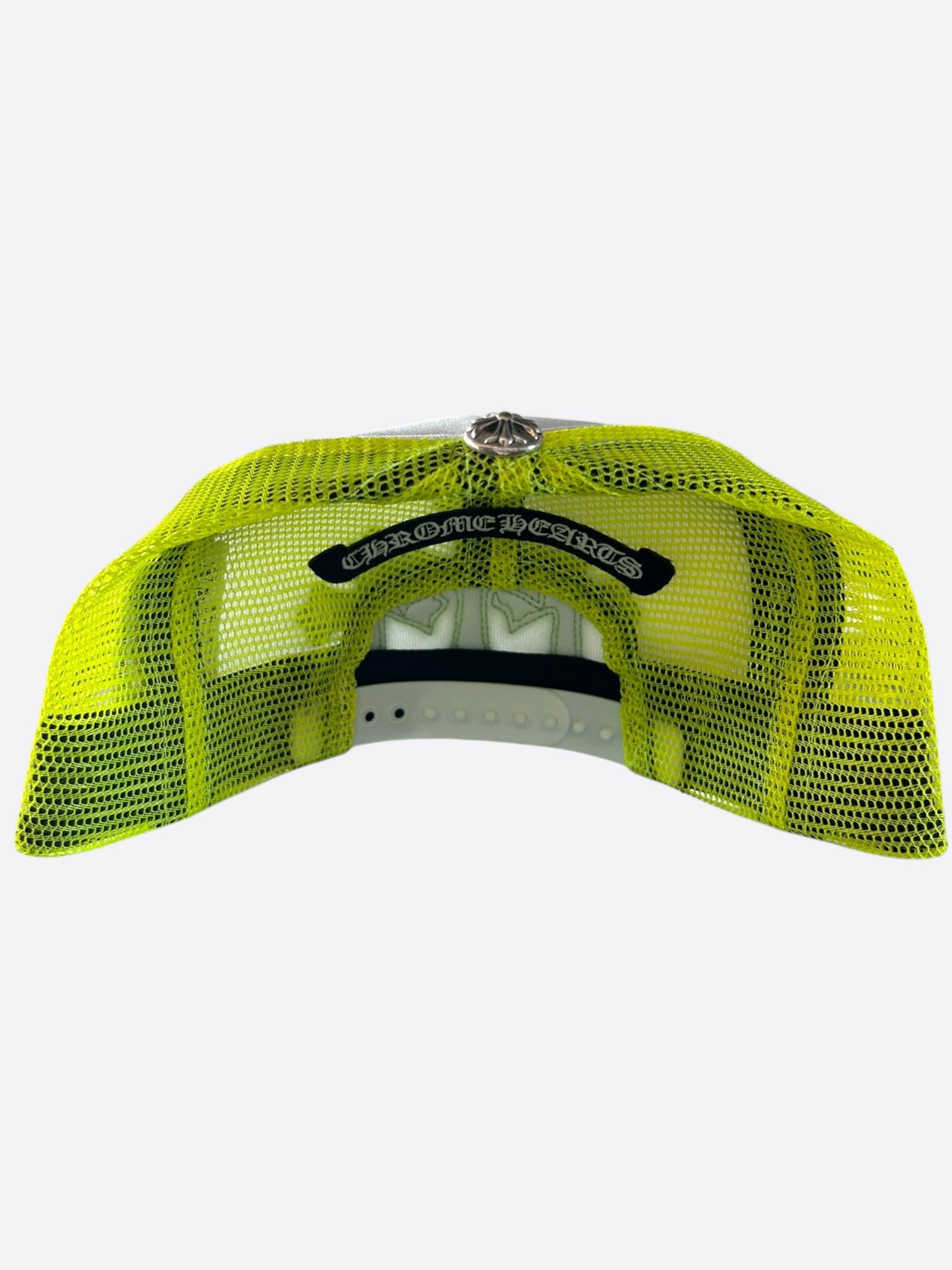 Chrome Hearts Neon Yellow Cemetery Cross Patch Trucker Hat