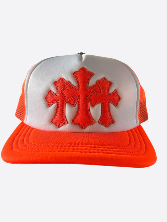 Chrome Hearts Orange Cemetery Cross Patch Trucker Hat