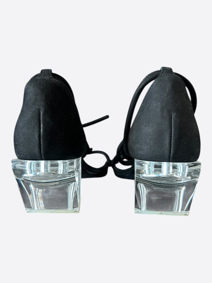 Rick Owens Black & Clear Leather Ankle-Wrap Sandals