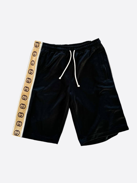 Gucci Black & Tan GG Monogram Striped Shorts