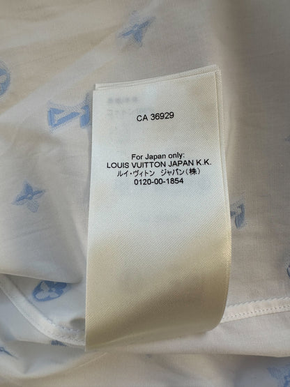 Louis Vuitton White & Blue Monogram Button Up Shirt