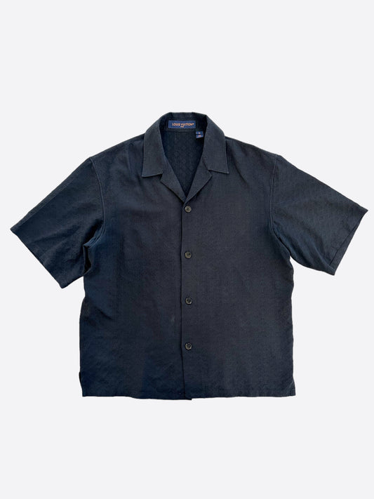 Louis Vuitton Black Mini Monogram Silk Button Up Shirt