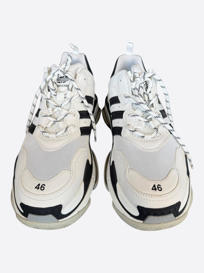 Balenciaga Adidas White & Black Triple S Sneakers