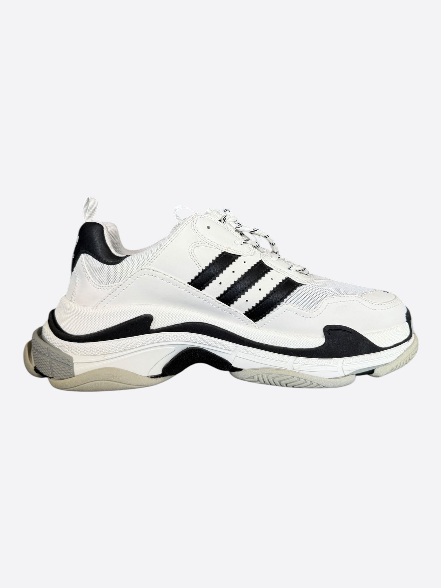 Balenciaga Adidas White & Black Triple S Sneakers