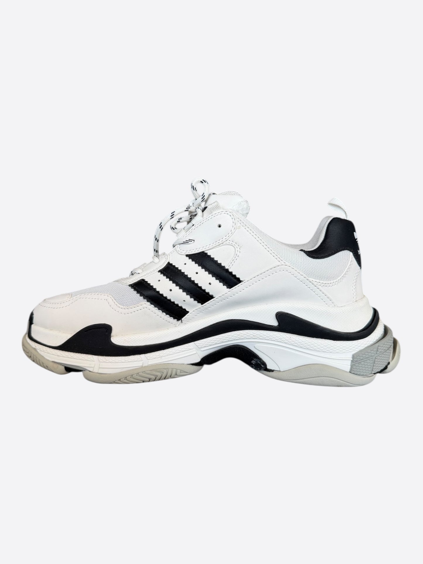 Balenciaga Adidas White & Black Triple S Sneakers