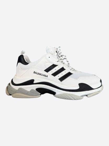 Balenciaga Adidas White & Black Triple S Sneakers