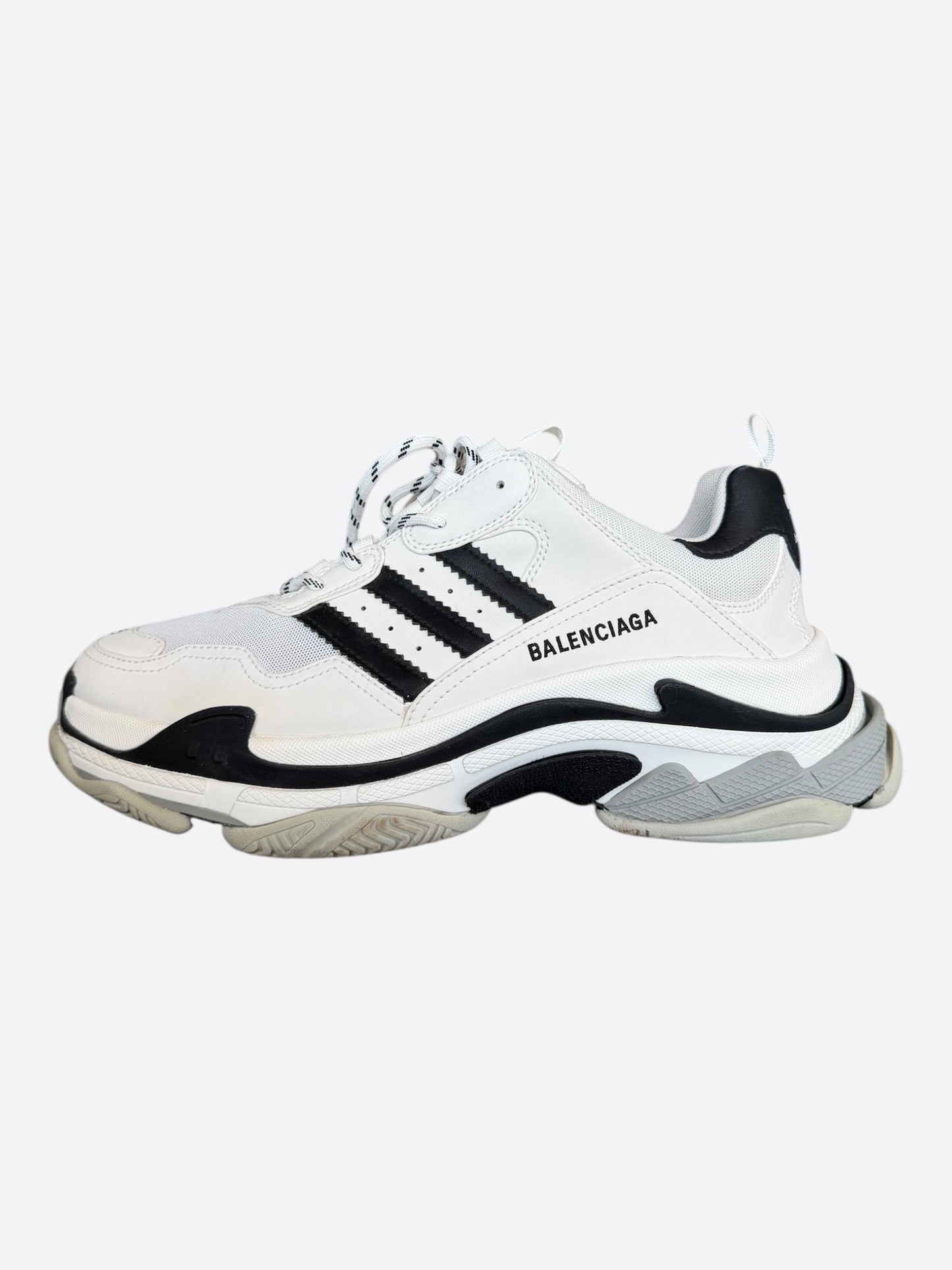 Balenciaga Adidas White & Black Triple S Sneakers