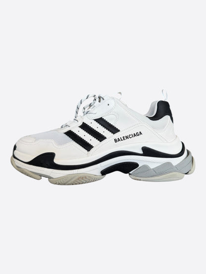 Balenciaga Adidas White & Black Triple S Sneakers