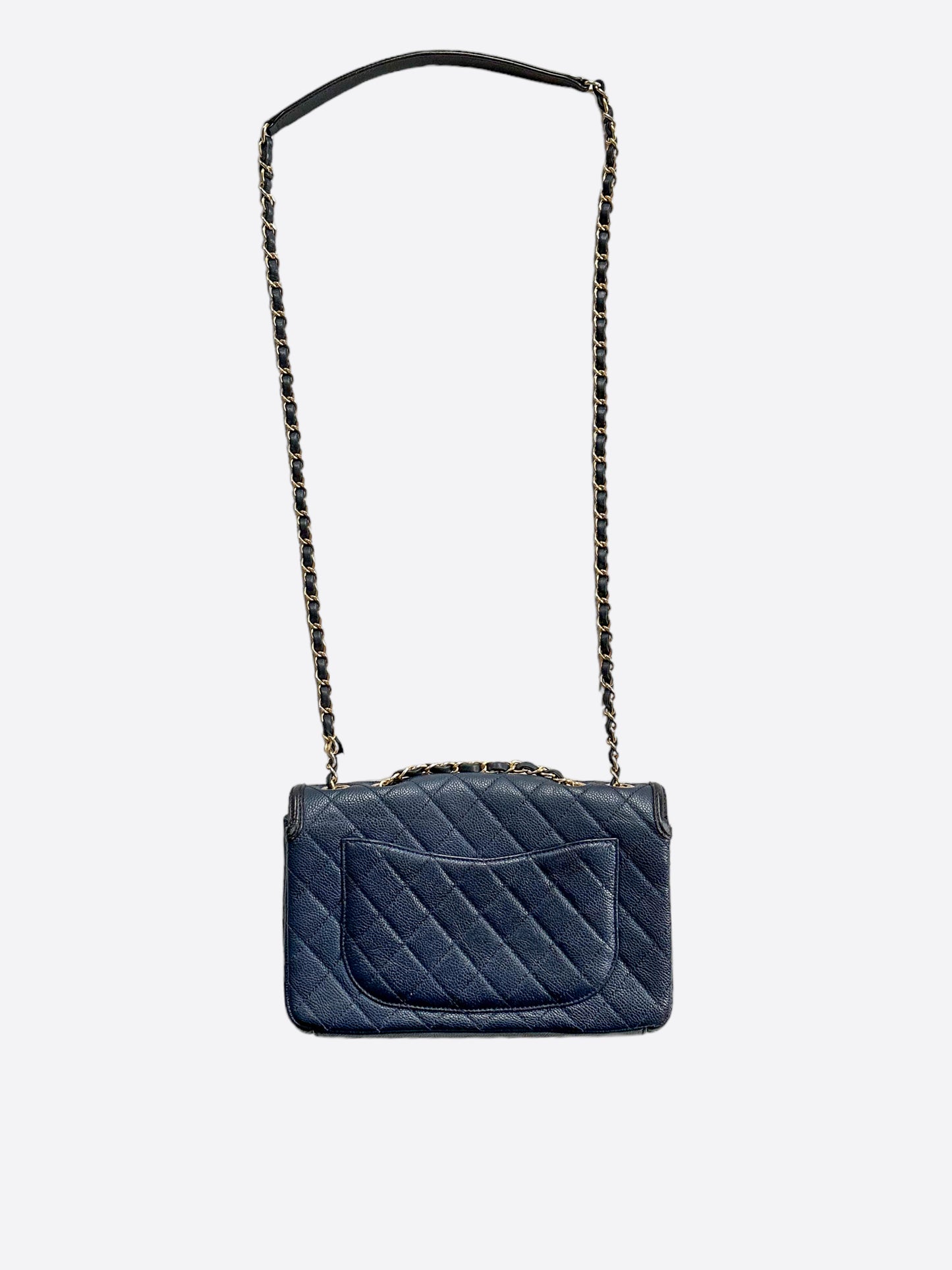 Chanel Navy Quilted Caviar Filigree Flap Bag