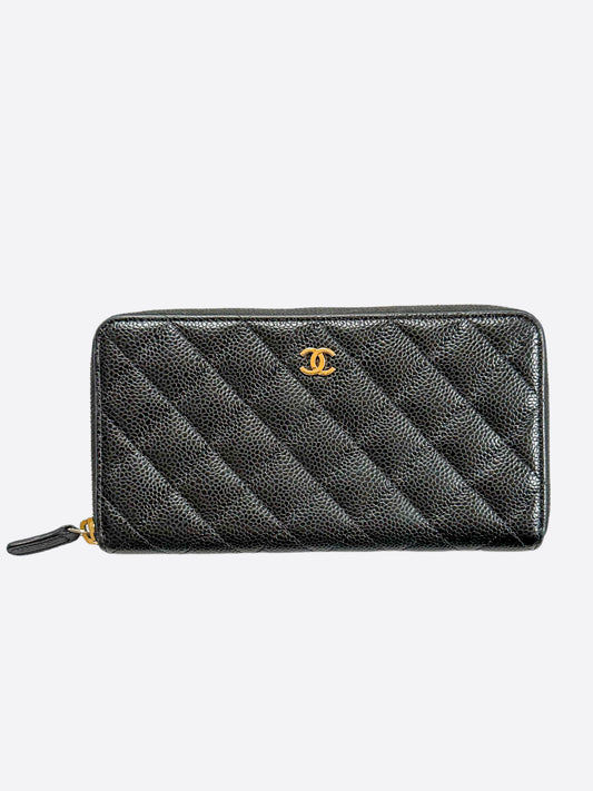 Chanel Black Quilted Large Gusset Wallet