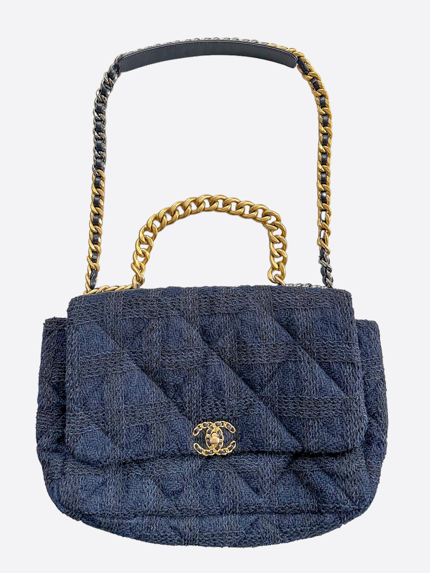 Chanel Navy Tweed 19 Maxi Flap Bag