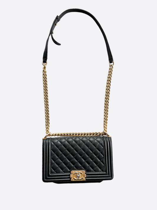 Chanel Black Quilted Calfskin Medium Boy Bag