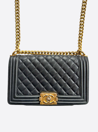 Chanel Black Quilted Calfskin Medium Boy Bag