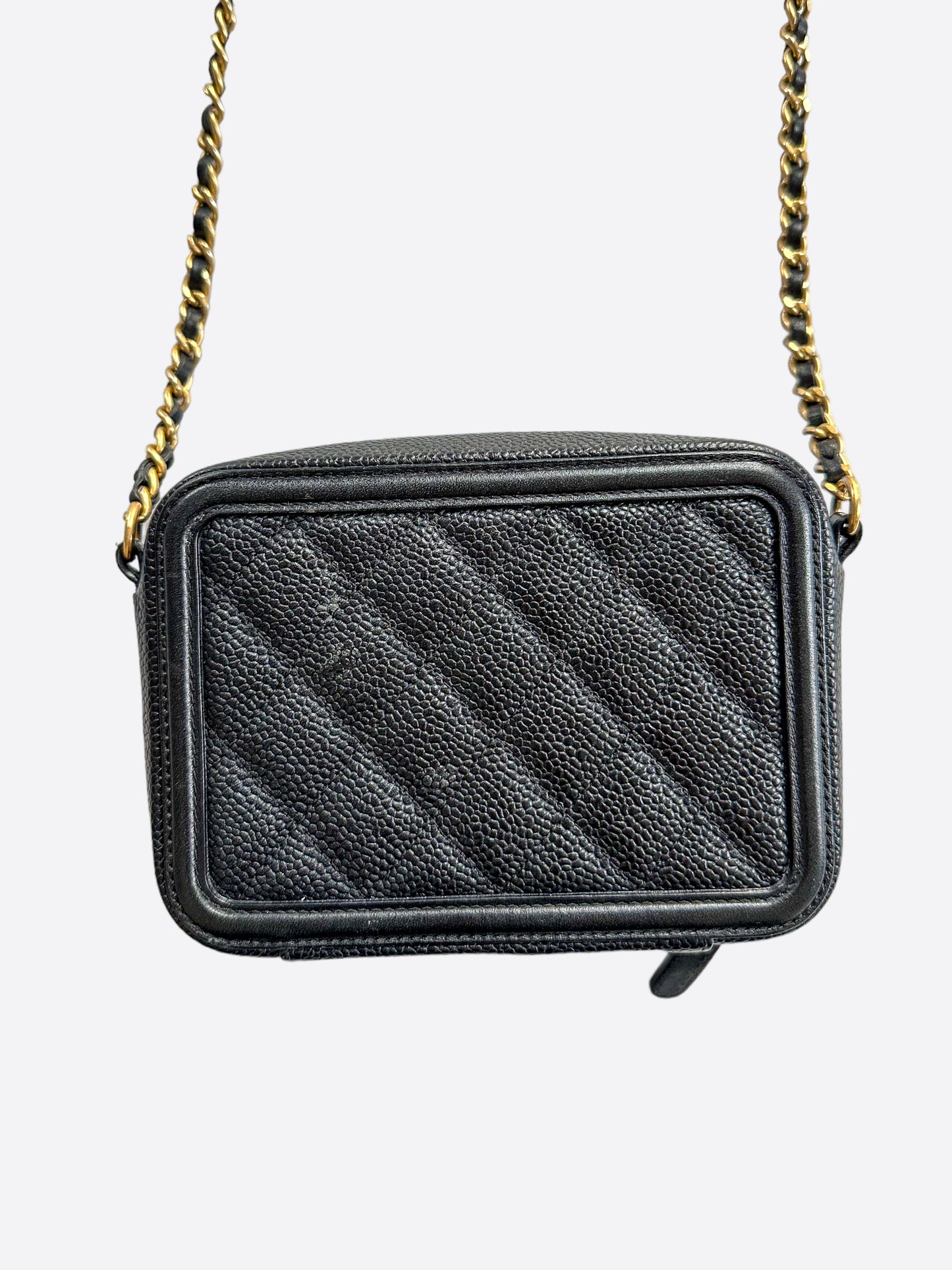 Chanel Black Quilted Caviar Filigree Vanity Bag