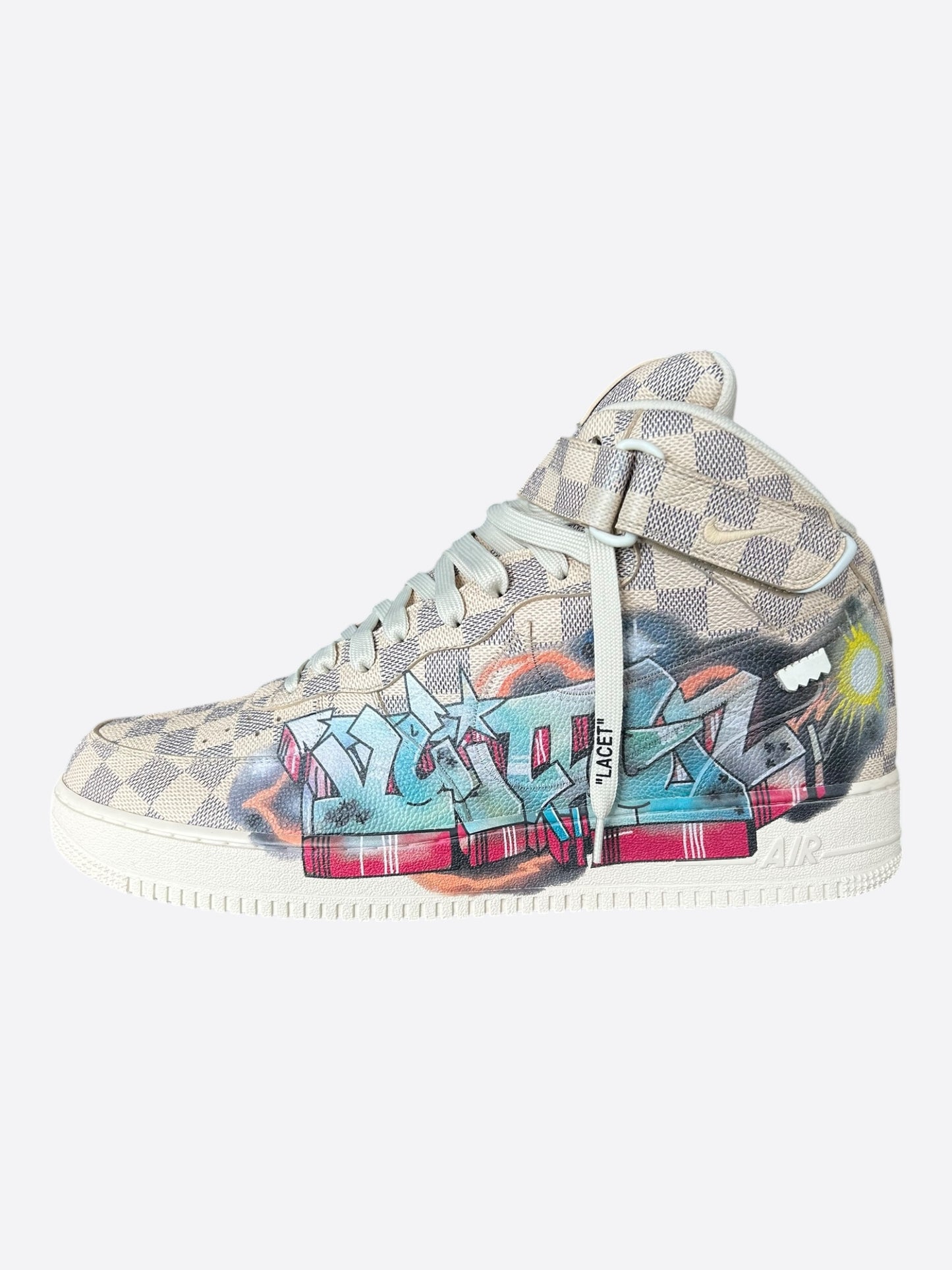 Louis Vuitton Nike Damier Azur Graffiti Mid Top Air Force 1
