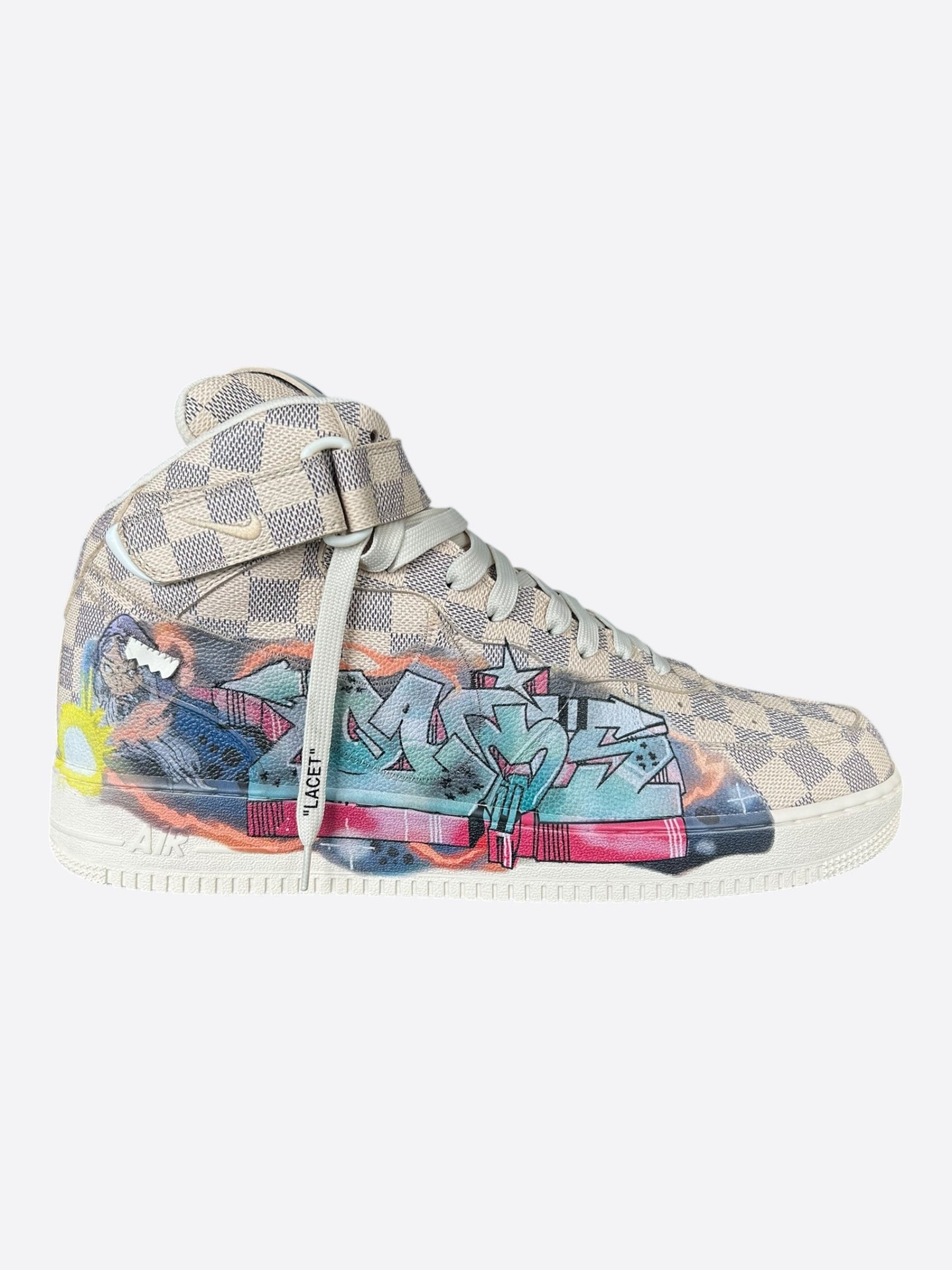 Louis Vuitton Nike Damier Azur Graffiti Mid Top Air Force 1