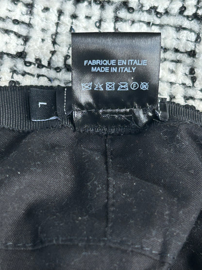 Chanel White & Black CC Logo Tweed Bucket Hat