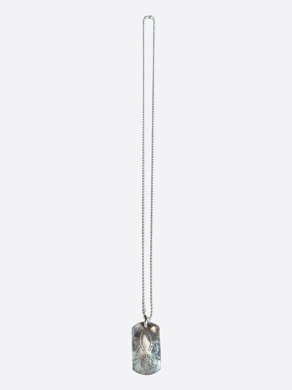 Chrome Hearts Silver Fleur Horseshoe Dog Tag Necklace