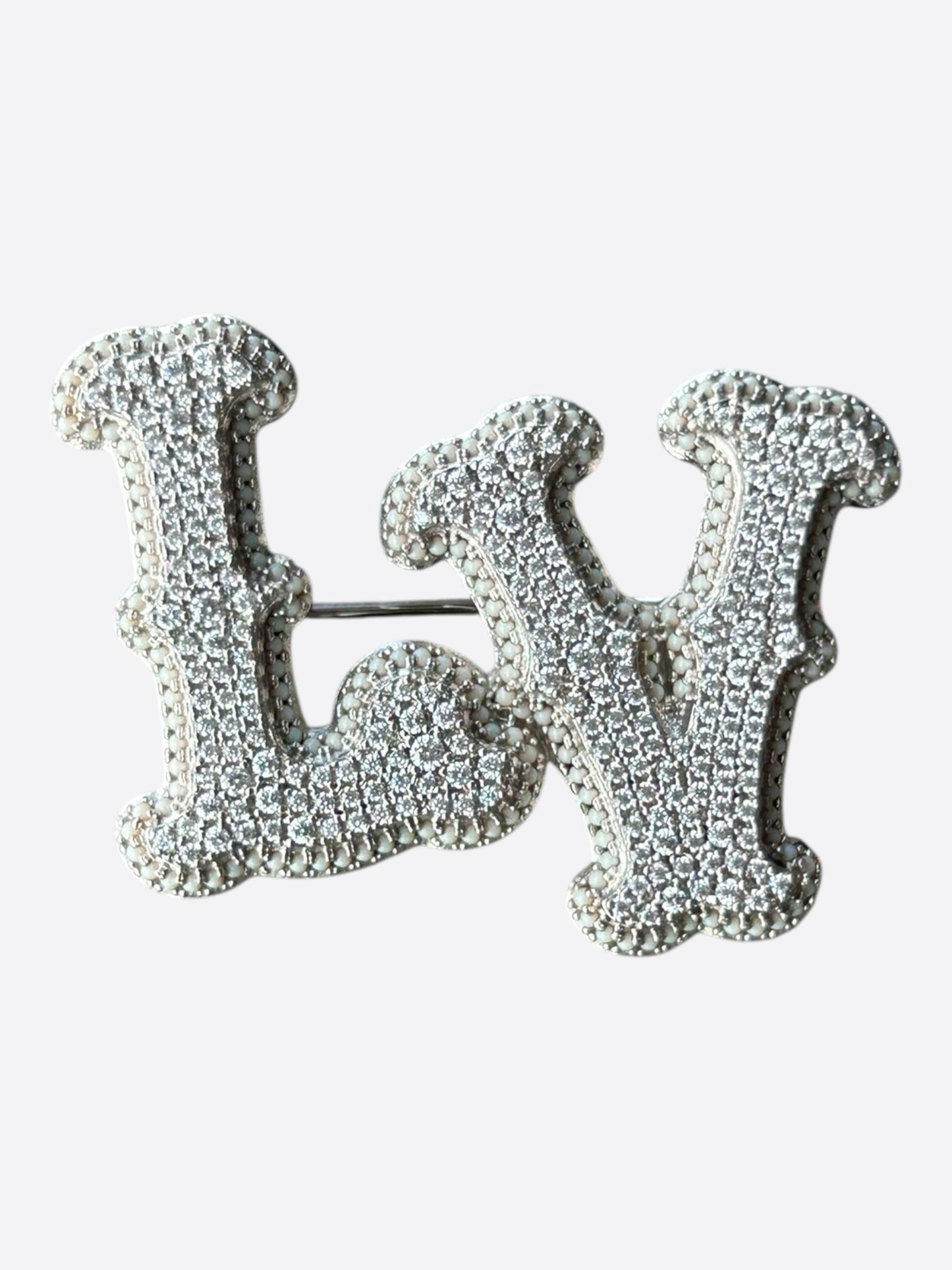 Louis Vuitton Silver & Crystal LV Ranch Brooch