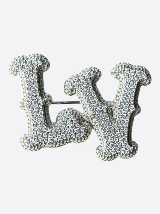 Louis Vuitton Silver & Crystal LV Ranch Brooch