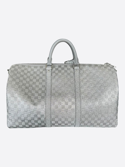Louis Vuitton Silver Damier Glitter Keepall 50