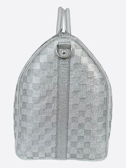 Louis Vuitton Silver Damier Glitter Keepall 50
