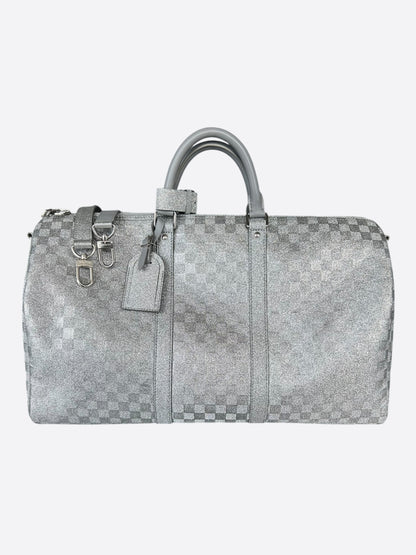 Louis Vuitton Silver Damier Glitter Keepall 50
