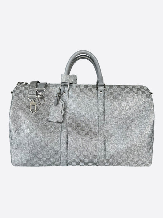 Louis Vuitton Silver Damier Glitter Keepall 50