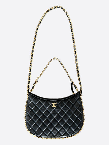 Chanel Black Quilted Lambskin Small Hobo Bag