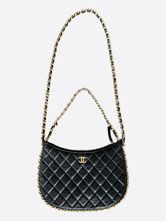 Chanel Black Quilted Lambskin Small Hobo Bag