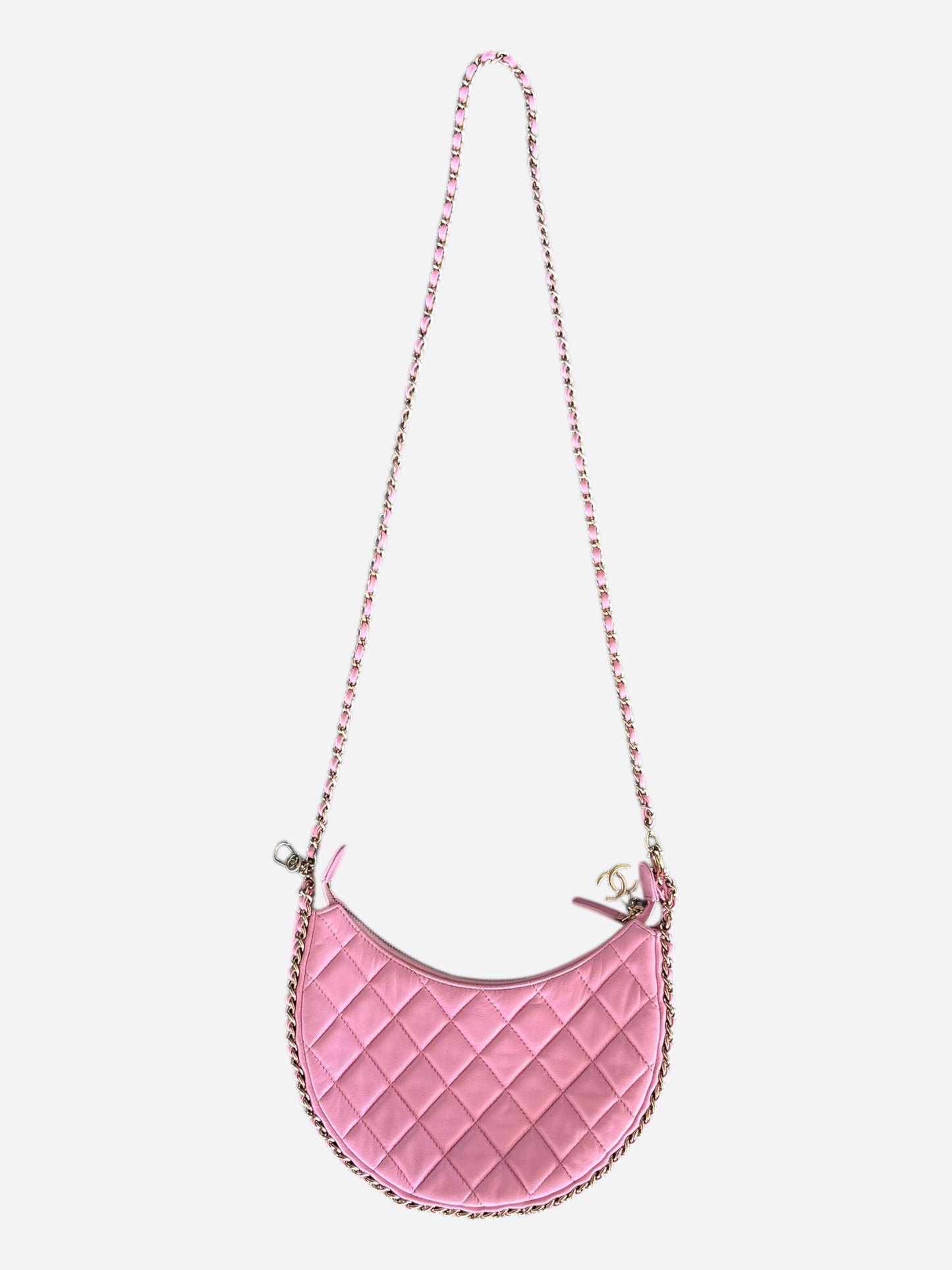 Chanel Pink Quilted Lambskin Small Hobo Bag
