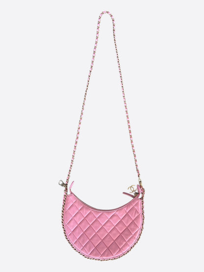 Chanel Pink Quilted Lambskin Small Hobo Bag