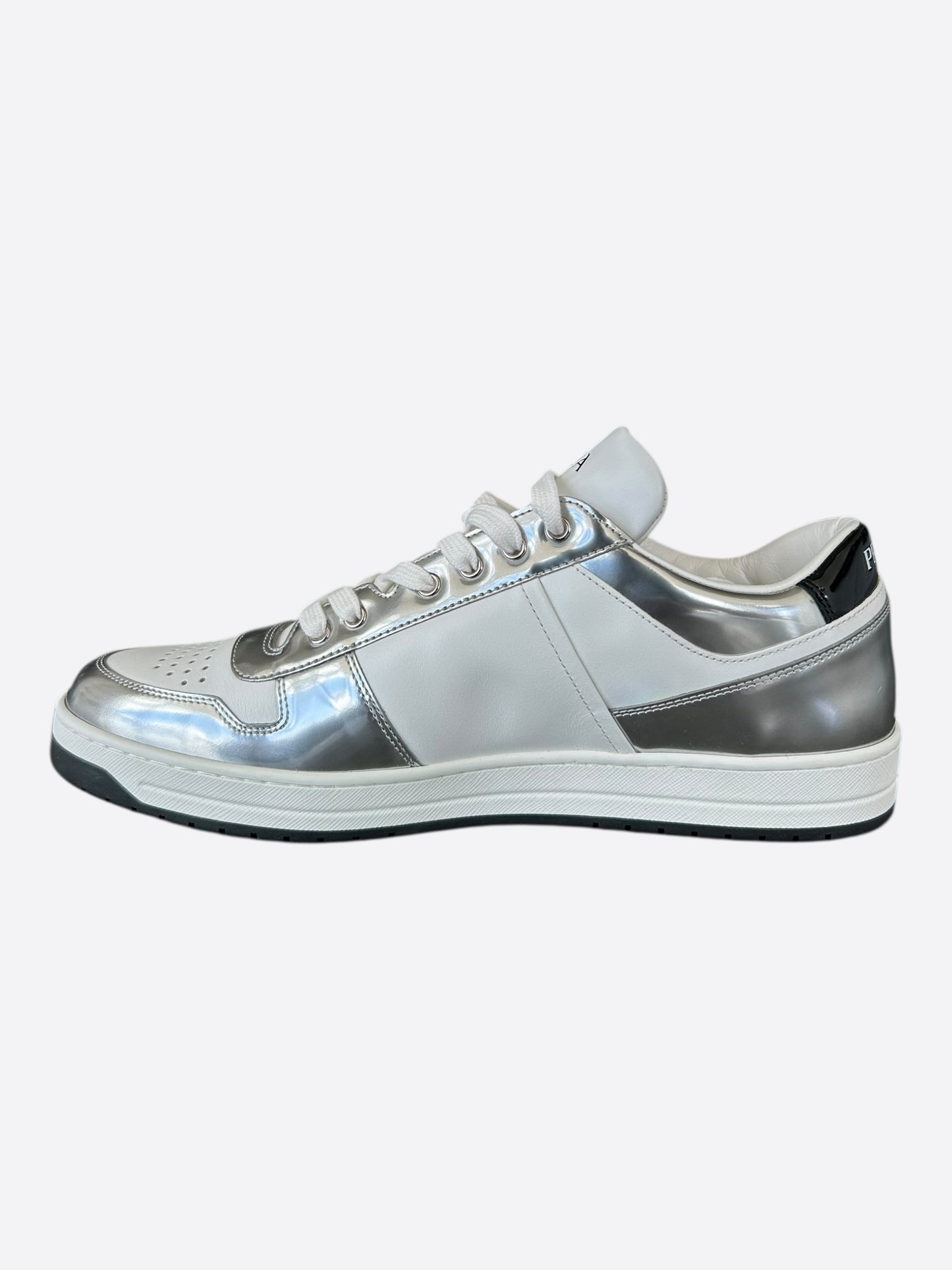 Prada White & Silver Downtown Sneakers