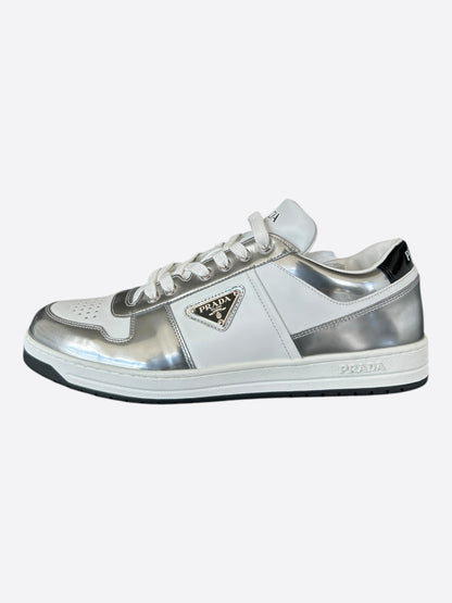 Prada White & Silver Downtown Sneakers