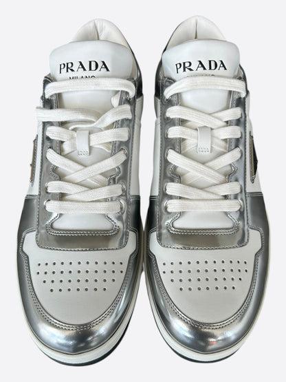 Prada White & Silver Downtown Sneakers