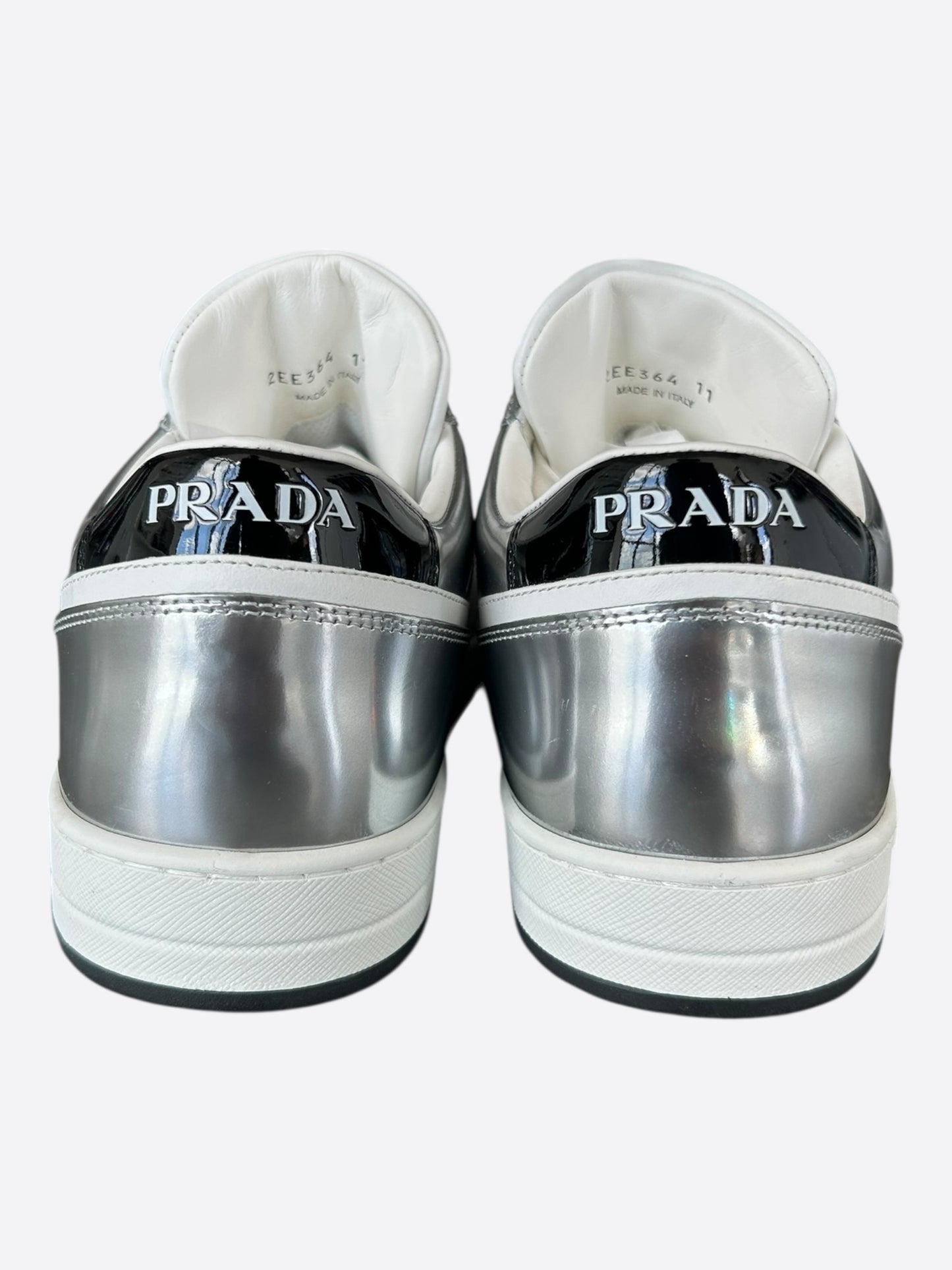Prada White & Silver Downtown Sneakers