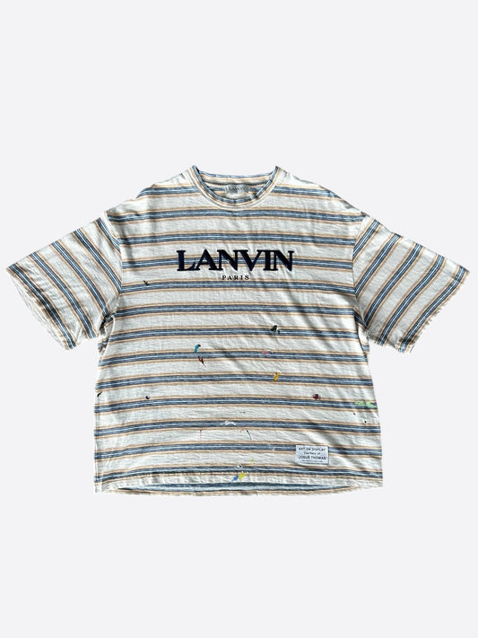 Gallery Dept Lanvin Striped Paint Splatter Logo T-Shirt