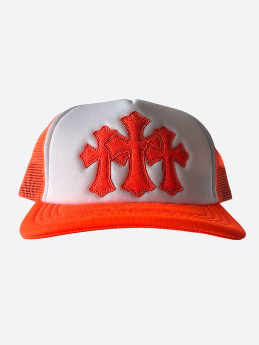 Chrome Hearts Orange Cemetery Cross Patch Trucker Hat