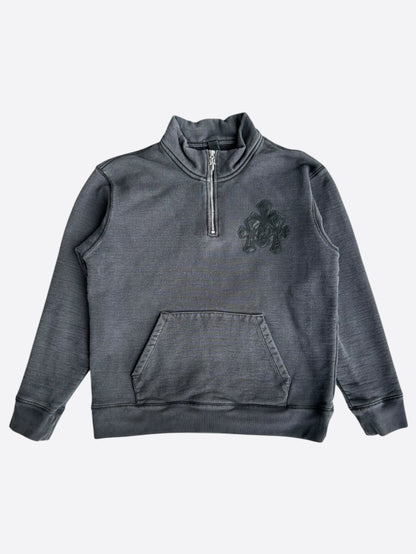 Chrome Hearts Black Triple Cross Patch Paper Jam Quarter Zip Sweater