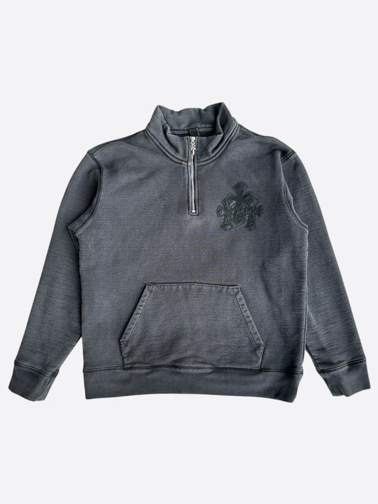 Chrome Hearts Black Triple Cross Patch Paper Jam Quarter Zip Sweater