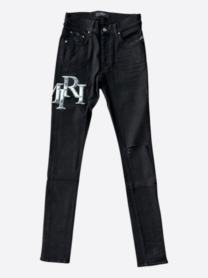 Amiri Black & Chrome Staggered Logo Jeans