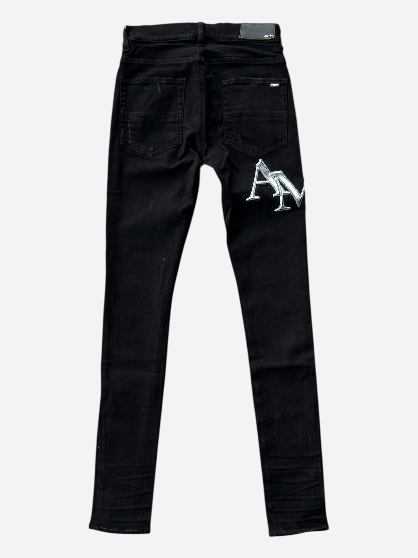 Amiri Black & Chrome Staggered Logo Jeans
