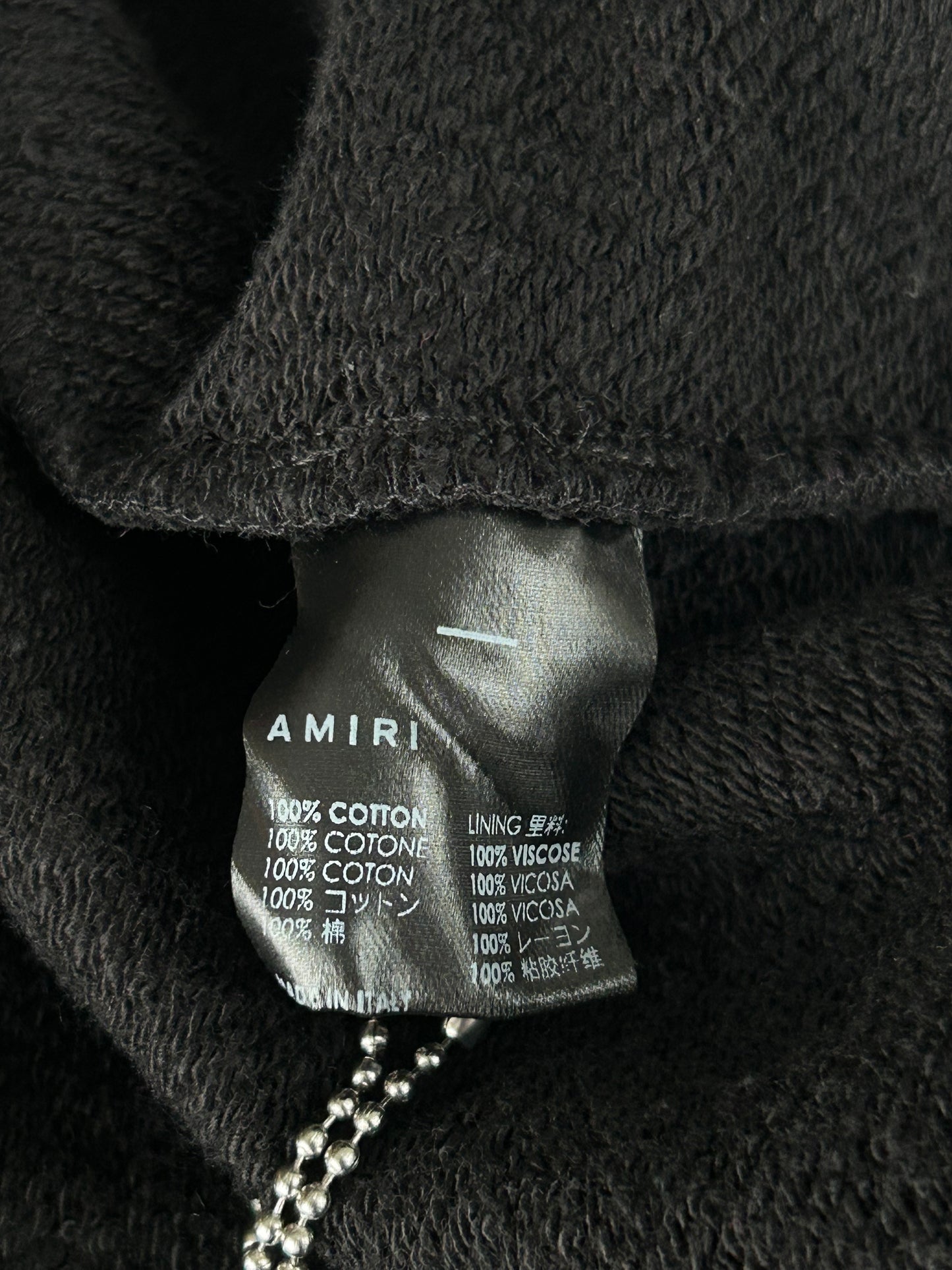 Amiri Black & White MA Core Logo Zip Up Hoodie