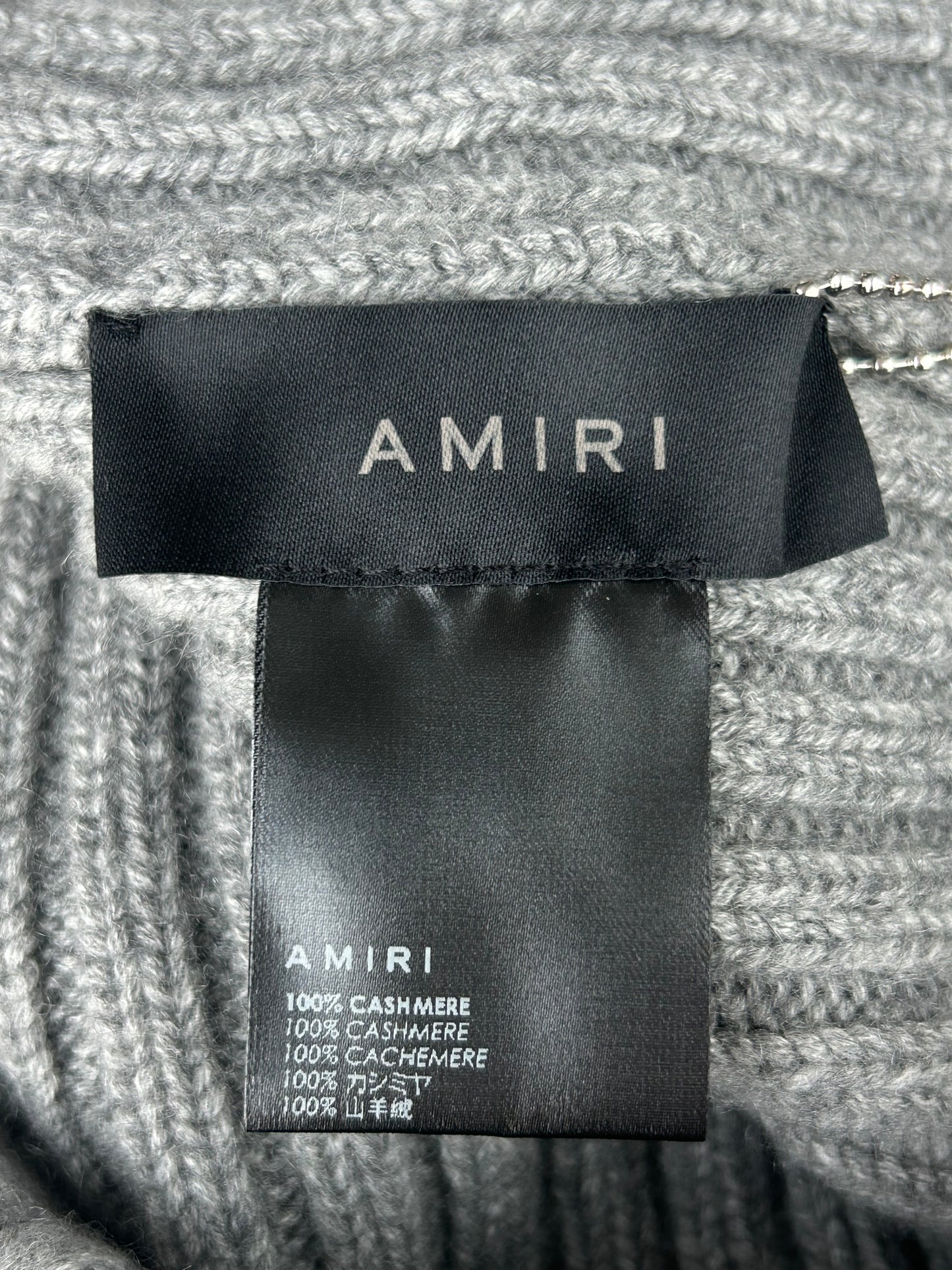 Amiri Grey & Black MA Logo Embroidered Cashmere Beanie