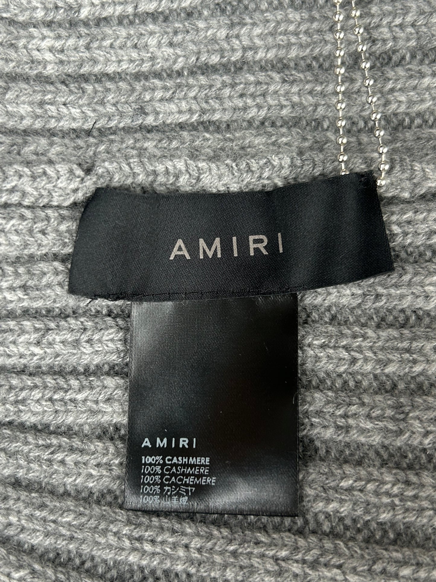 Amiri Grey & Black Script Logo Cashmere Beanie